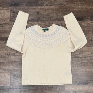 Lauren Ralph Lauren Beige Sweater with Soft Pastel Design